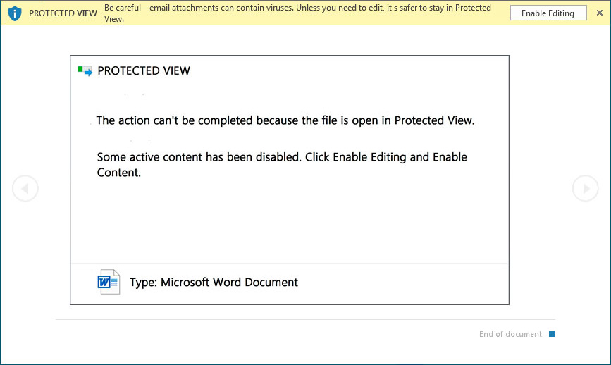 Emotet: Protected view