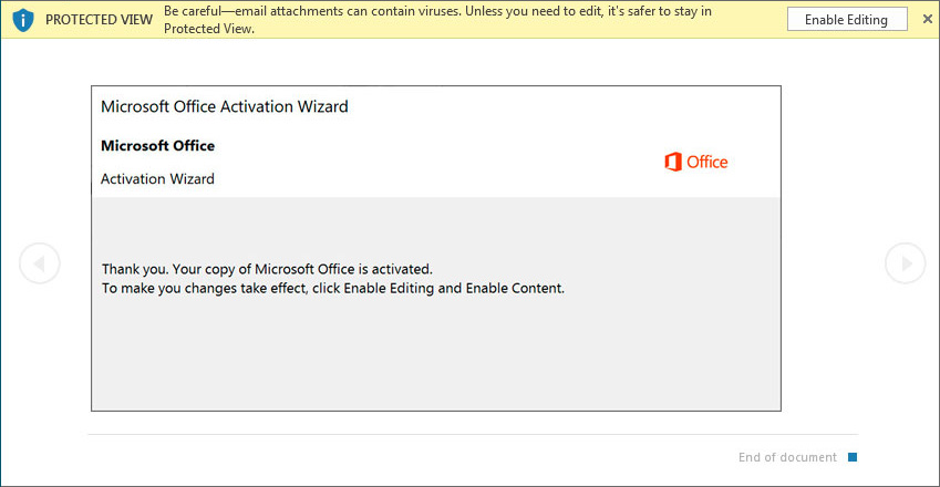 Emotet: Office Activation Wizard