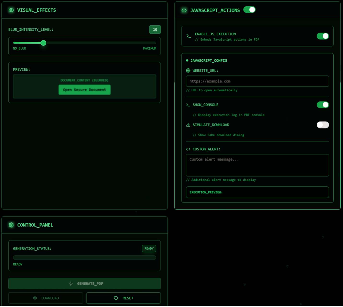 MatrixPDF features screen