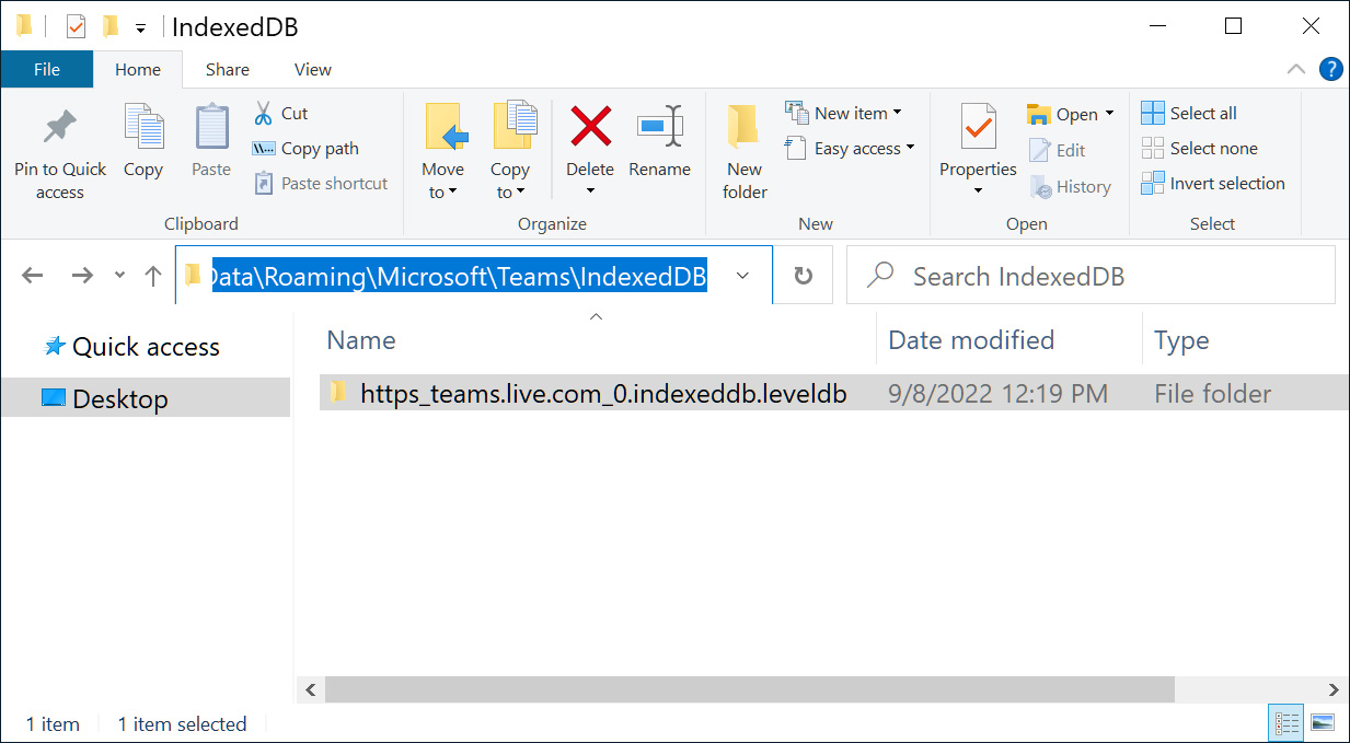 Microsoft Teams log folder