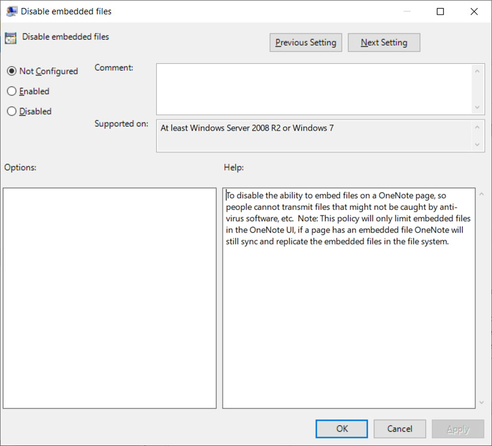 Embedded Files Blocked Extensions Group Policy