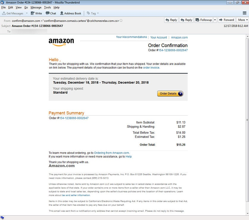 Amazon phishing scam