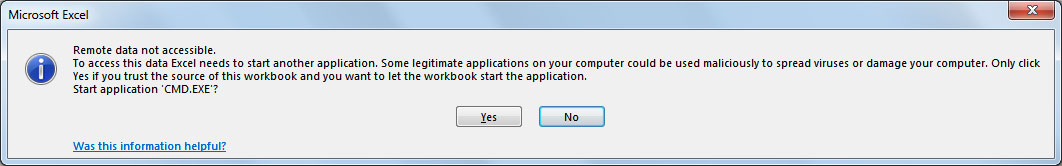 Start Executable Warning