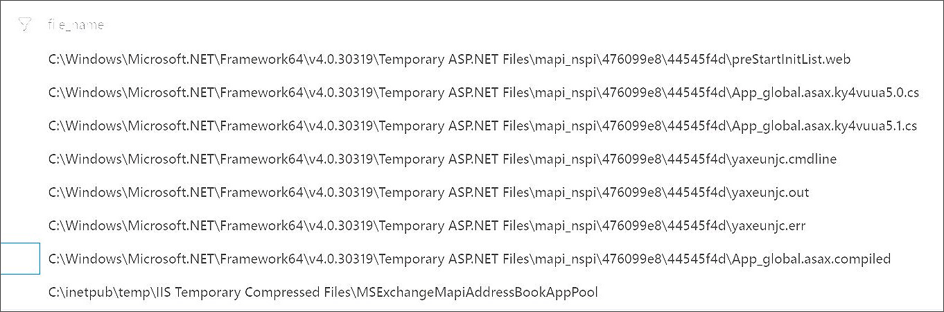 Files created by the scan on Microsoft Exchange honeypot