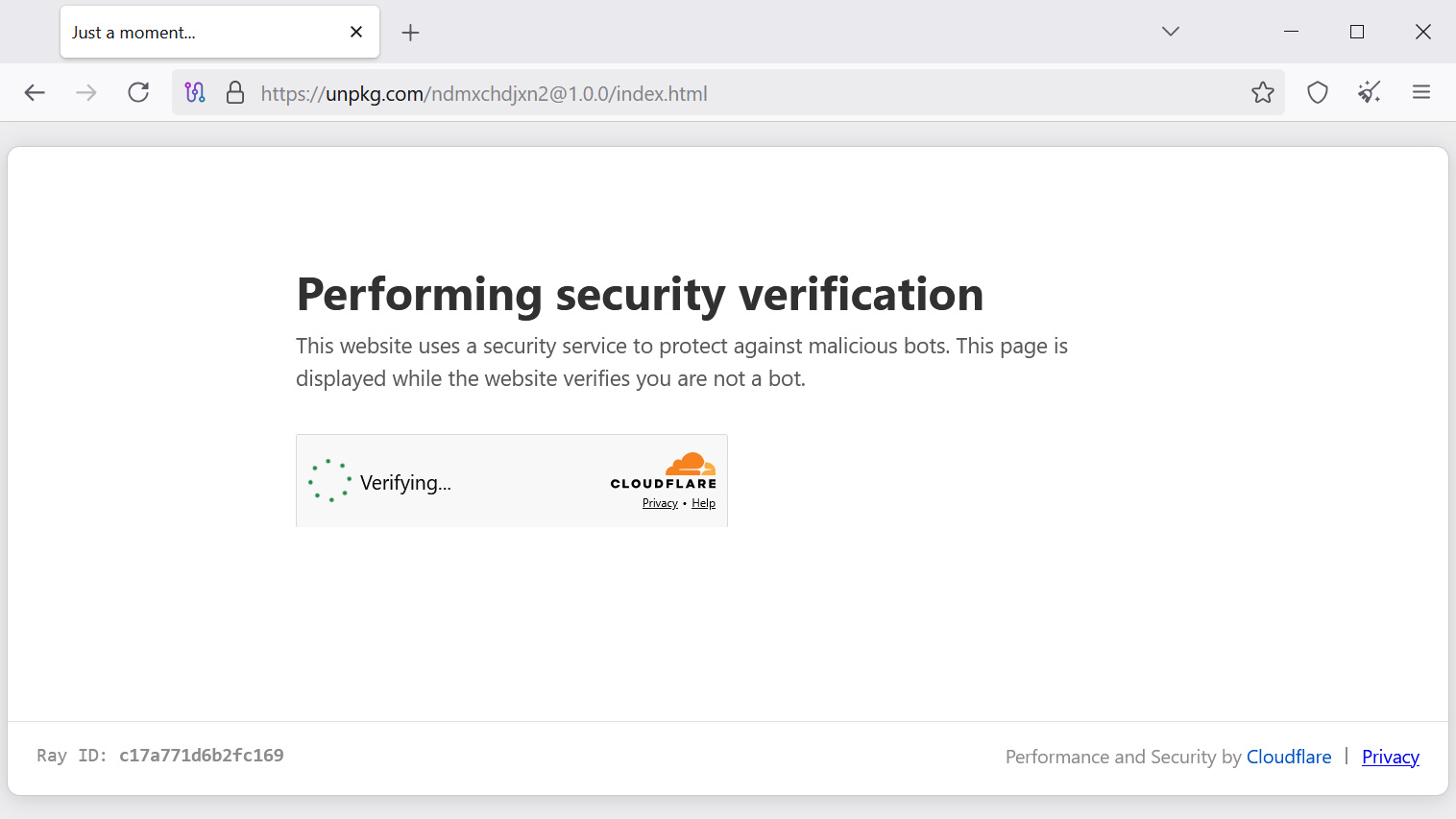 Malicious HTML page loaded from UNPKG