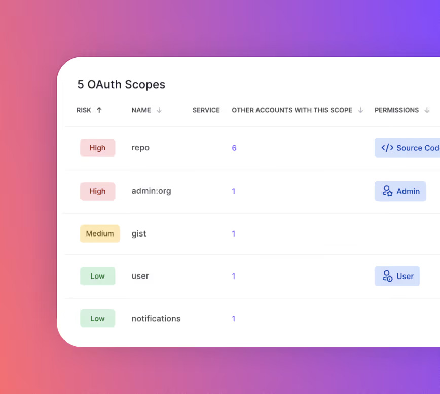 Аналитика рисков и детали разрешений OAuth в Nudge Security