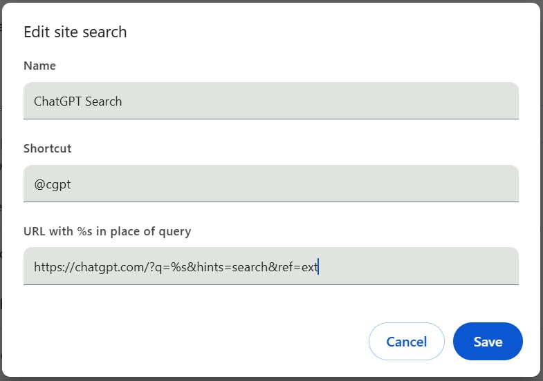 OpenAI's new ChatGPT Search Chrome extension feels like a search hijacker 2 Configuring the ChatGPT Search Site Search shortcut