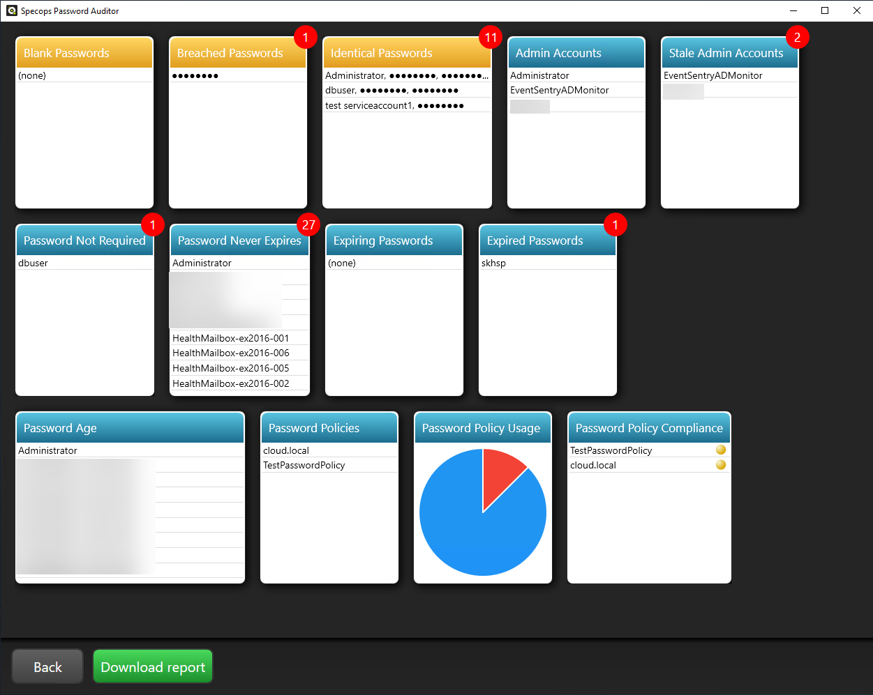 Specops Password Auditor allows seeing password risks in your Active Directory environment