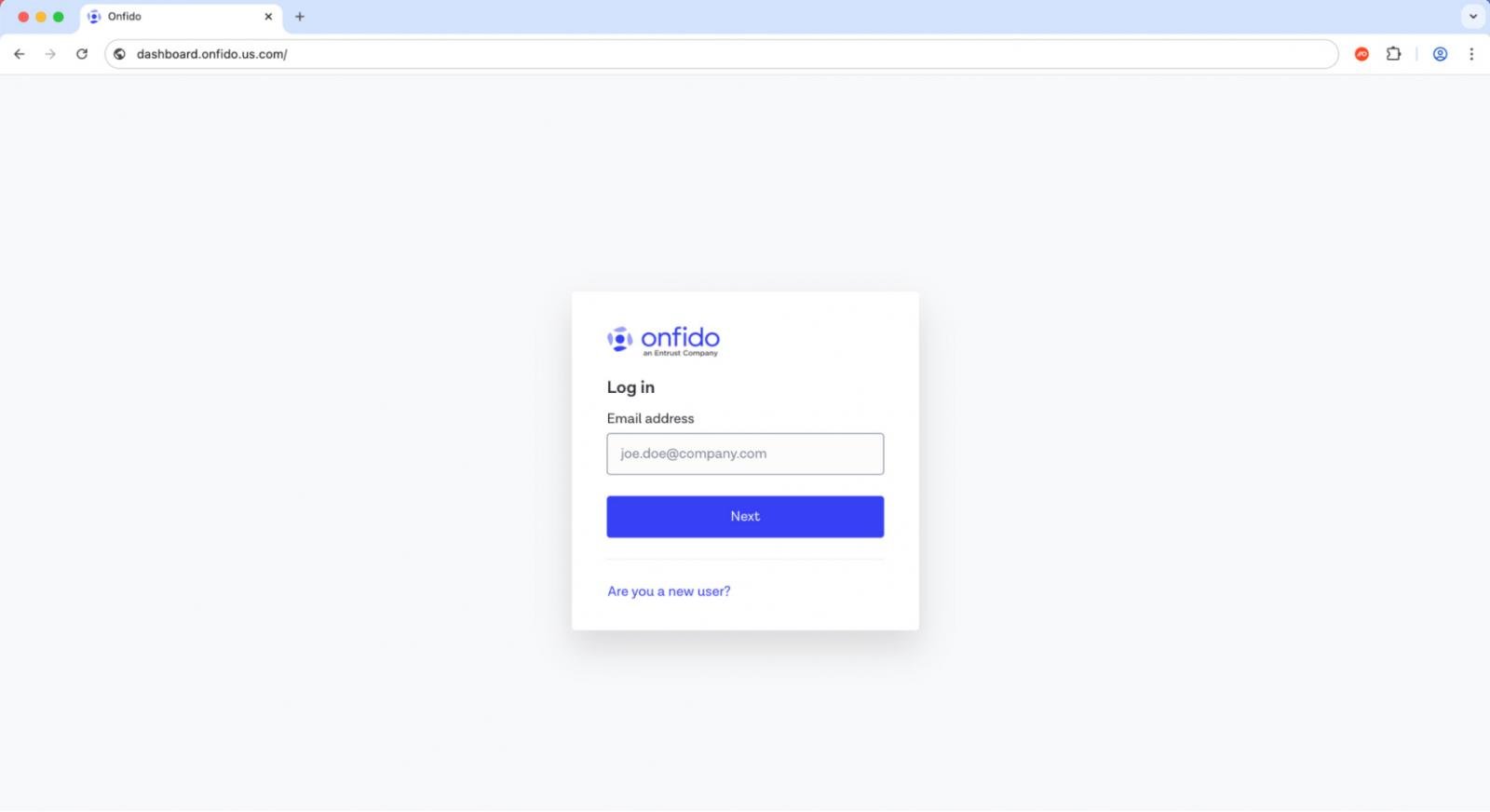 Malicious cloned login page impersonating Onfido.