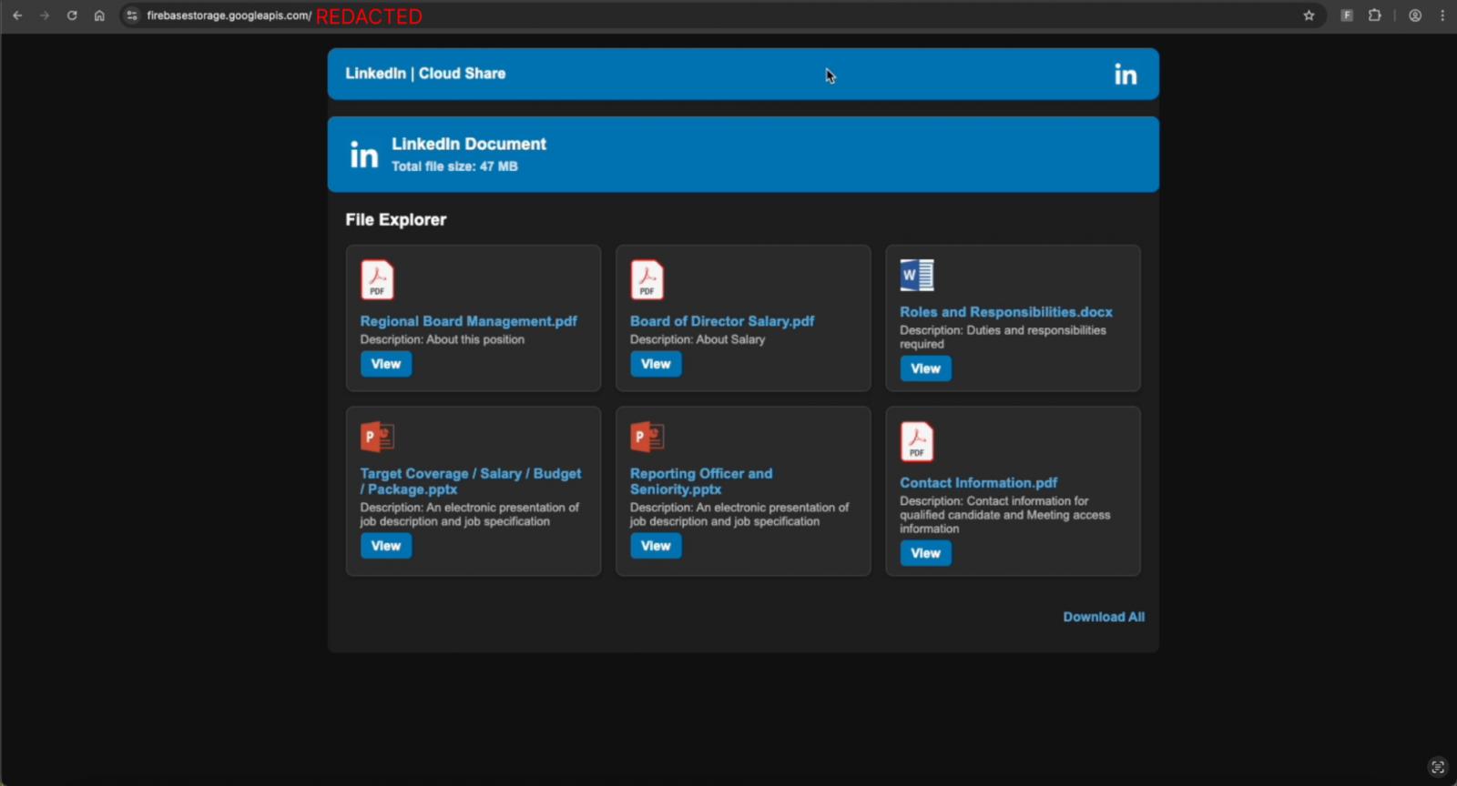 Landing page for an investment opportunity scam targeting financial services executives.