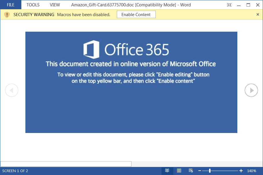 Malicious Word document