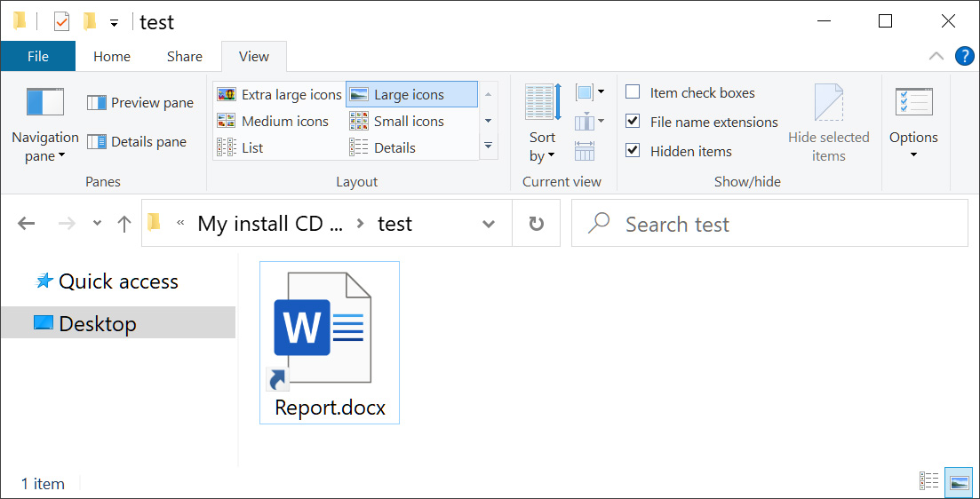 Windows shortcut disguised as a Word document