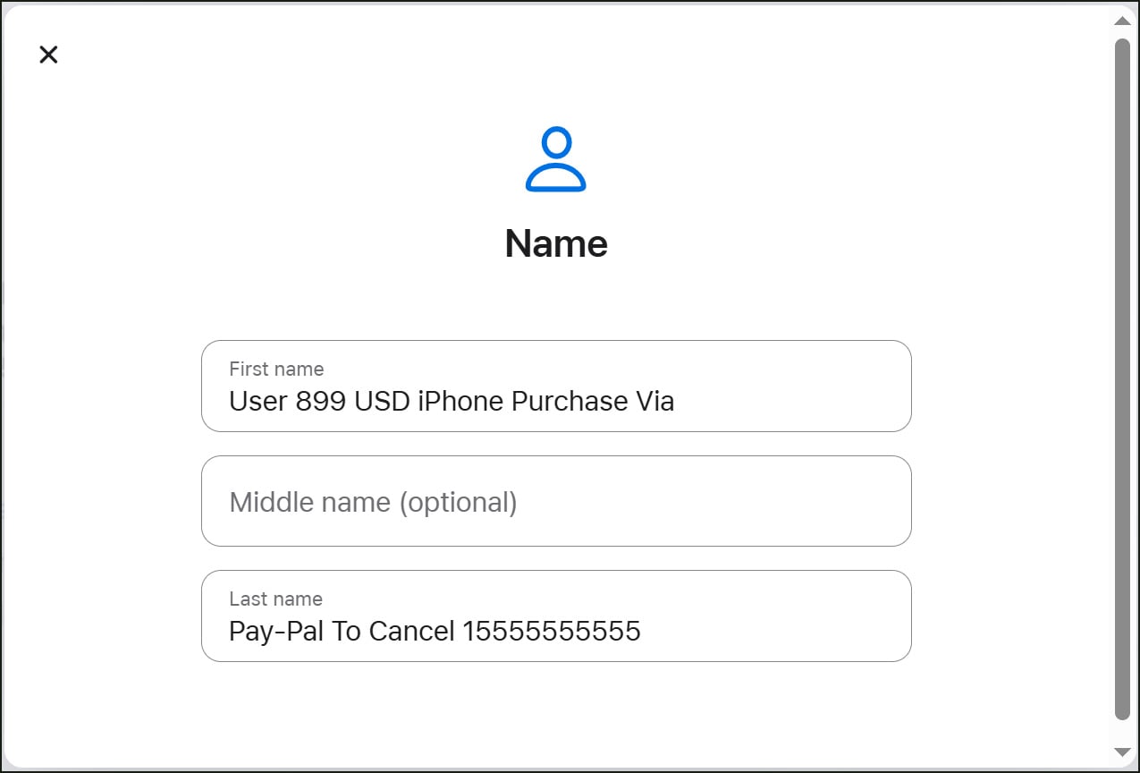 Replication attack by changing Apple account name fields