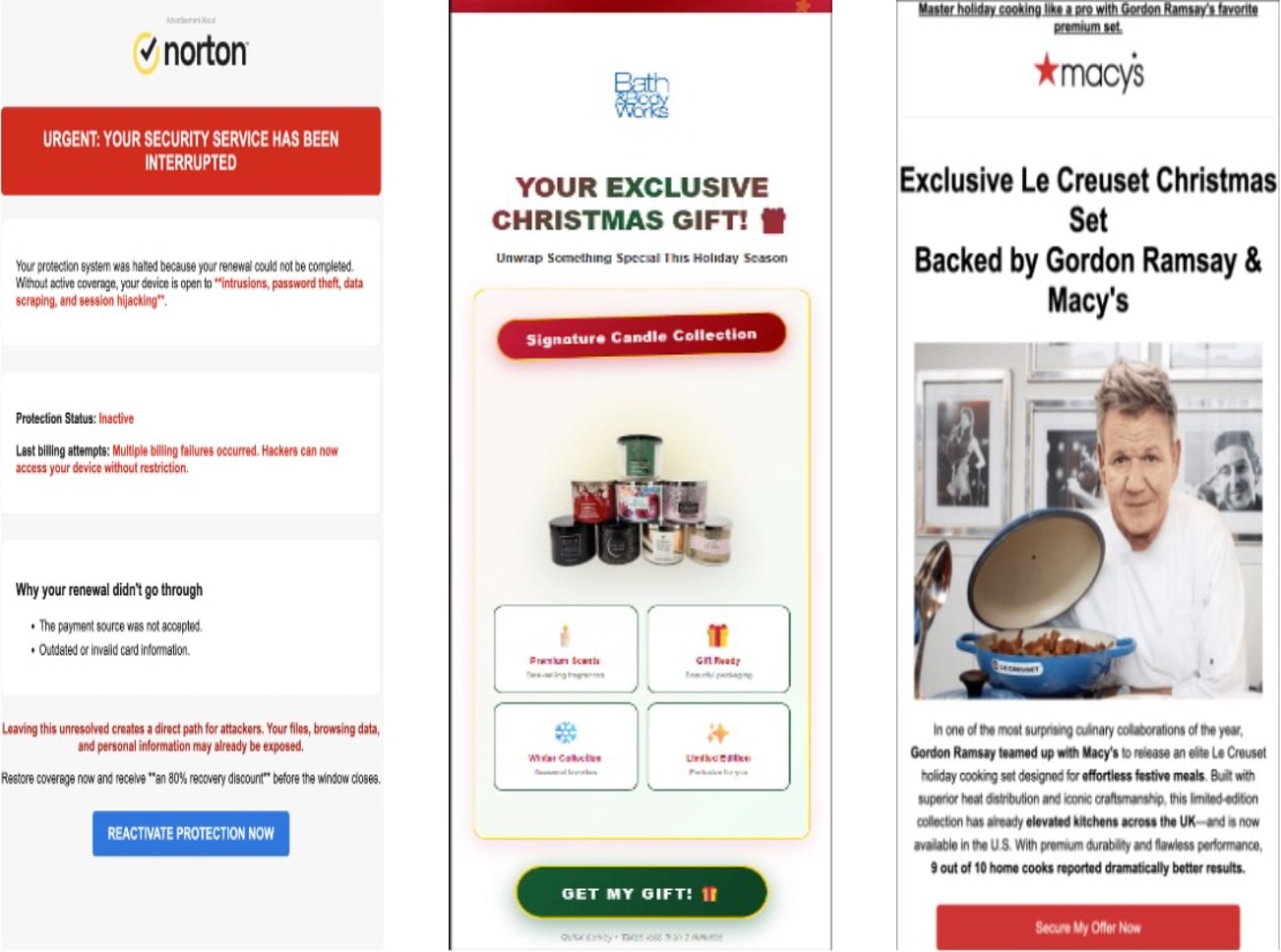 Phishing email lures