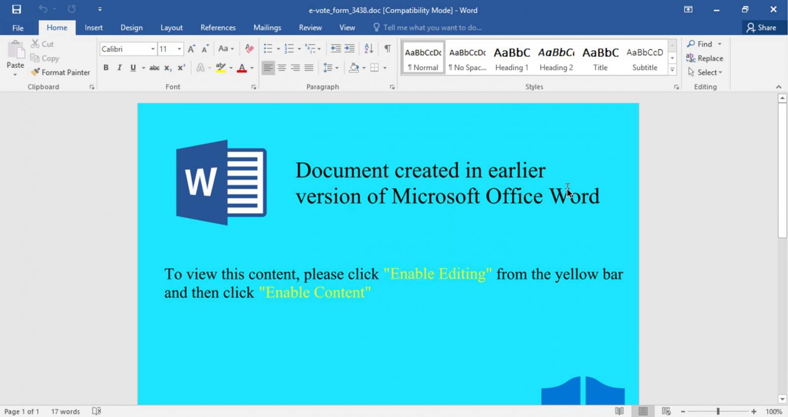 Malicious word doc