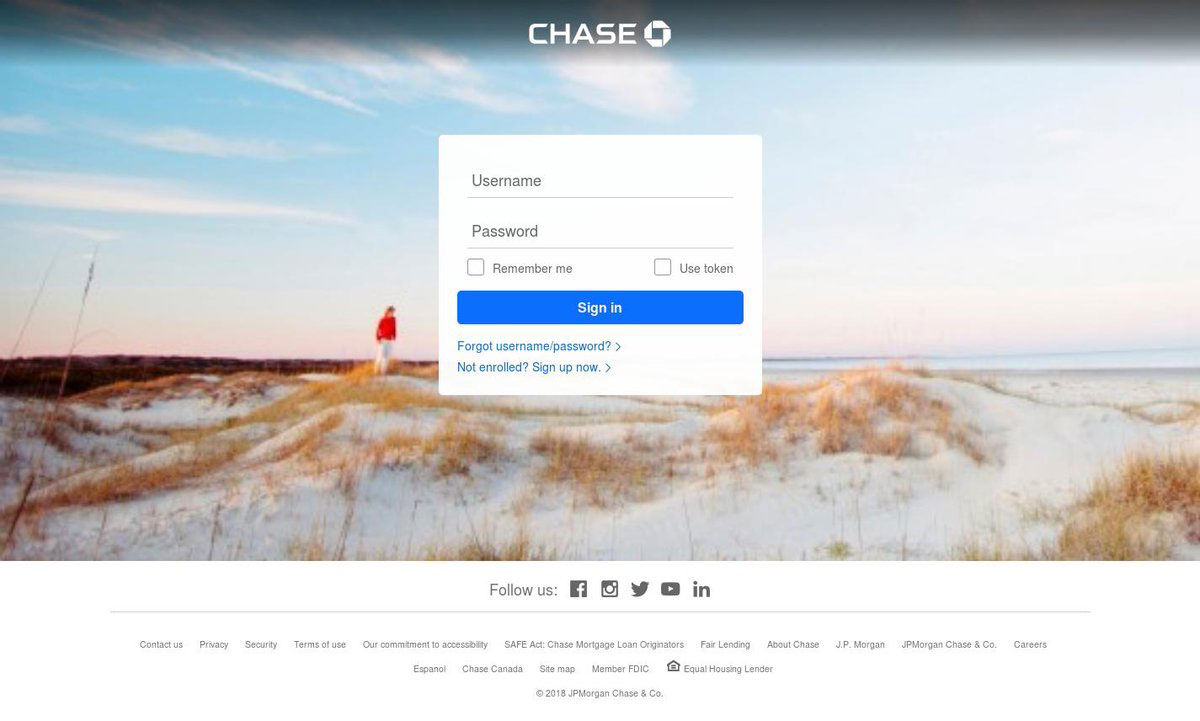 First page of Chase Phishing Site