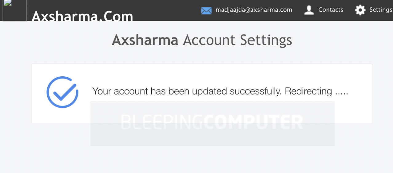 Final landing page on Azure windows.net domain