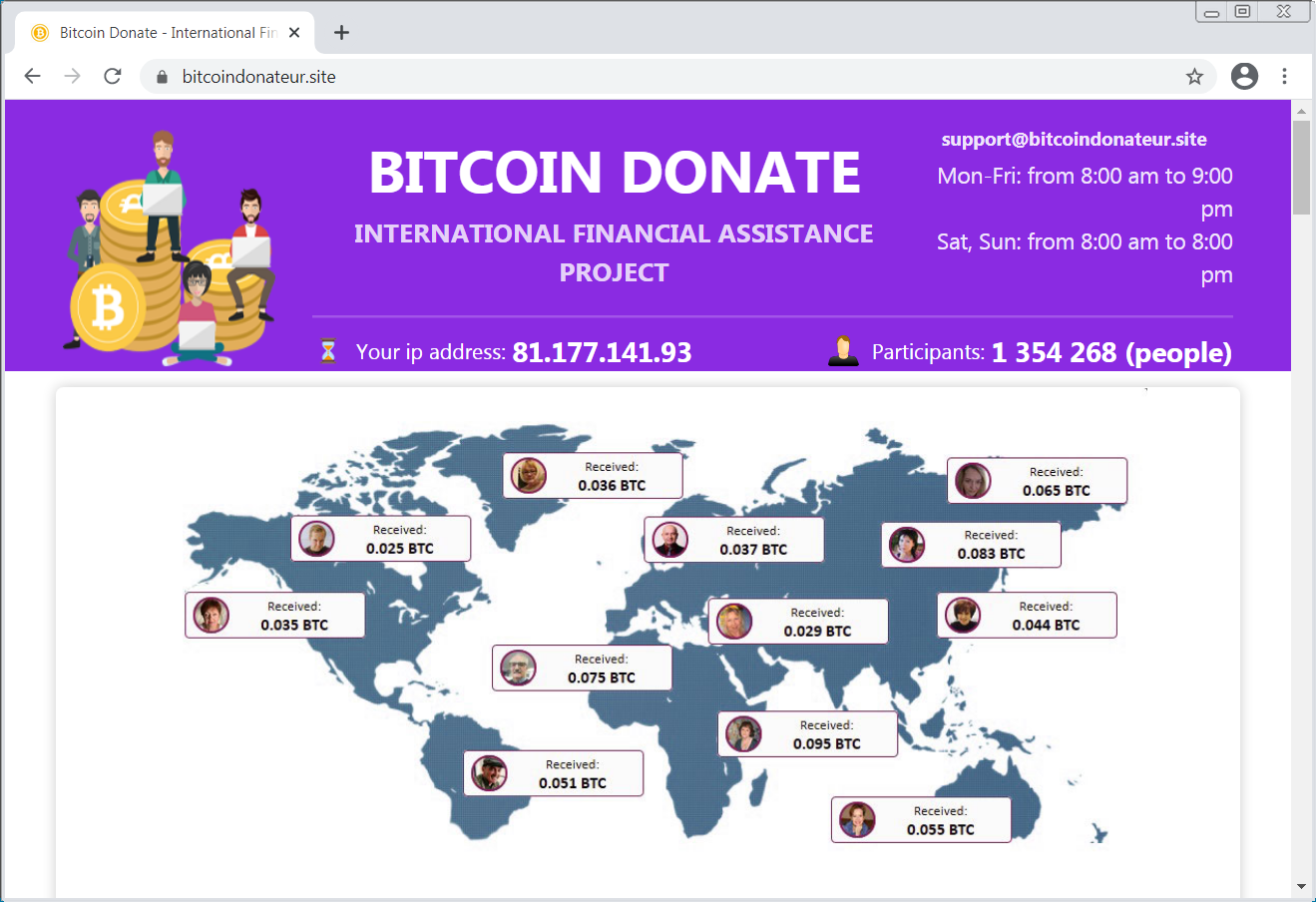 sitio de estafa bitcoindonateur.site