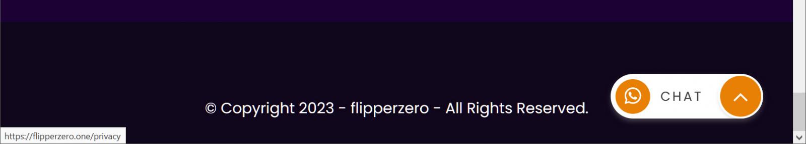 Flipperzero copyright at the bottom of page