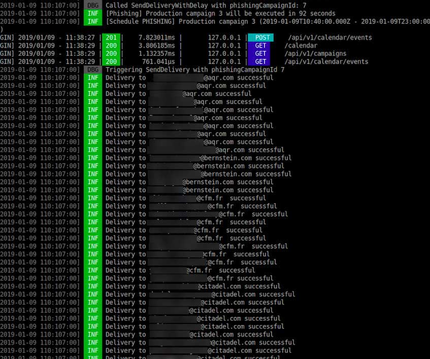 Phishing kit being executed