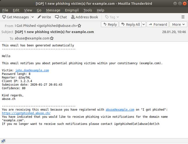 I Got Phished Notification Email