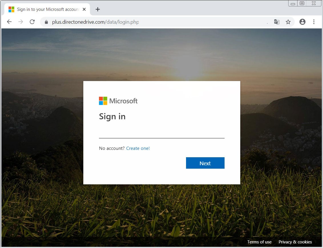 Microsoft Login Phishing Page