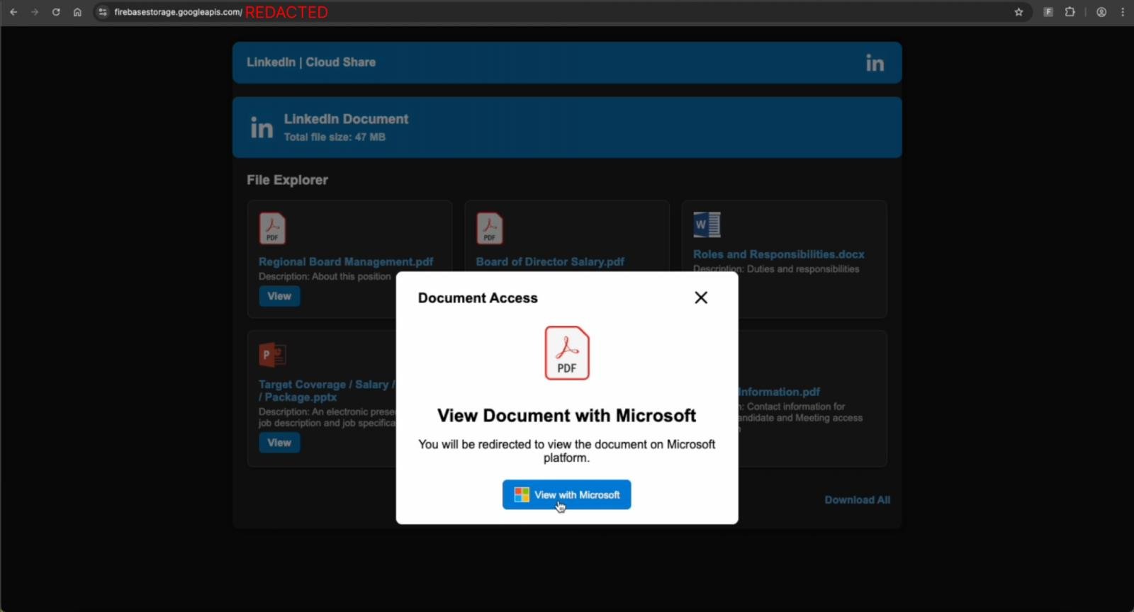 Fake LinkedIn Cloud Share platform on Firebase