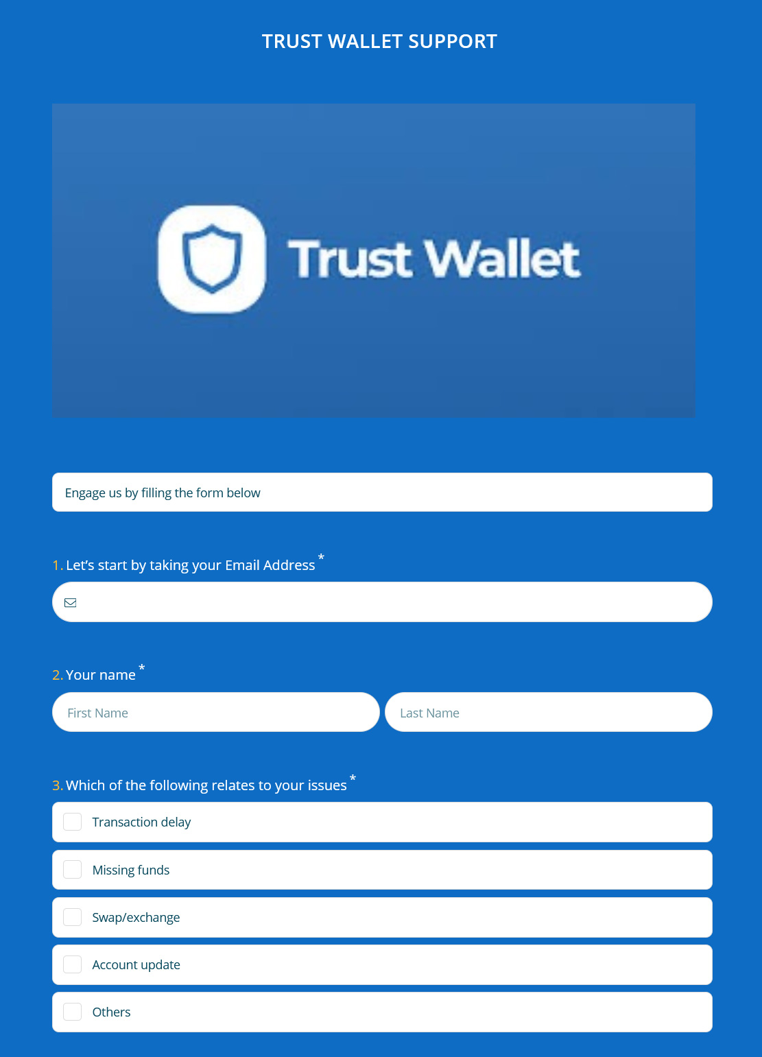 Fake Trust Wallet support form