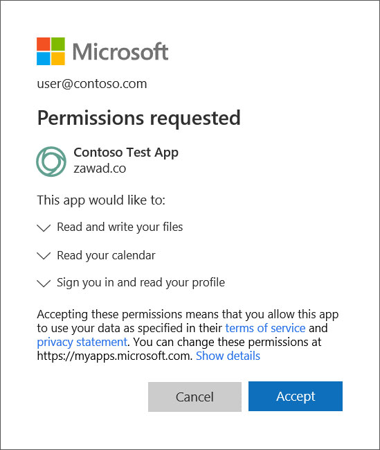 Example OAuth App from Microsoft