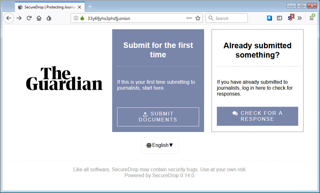 Real The Guardian SecureDrop Site
