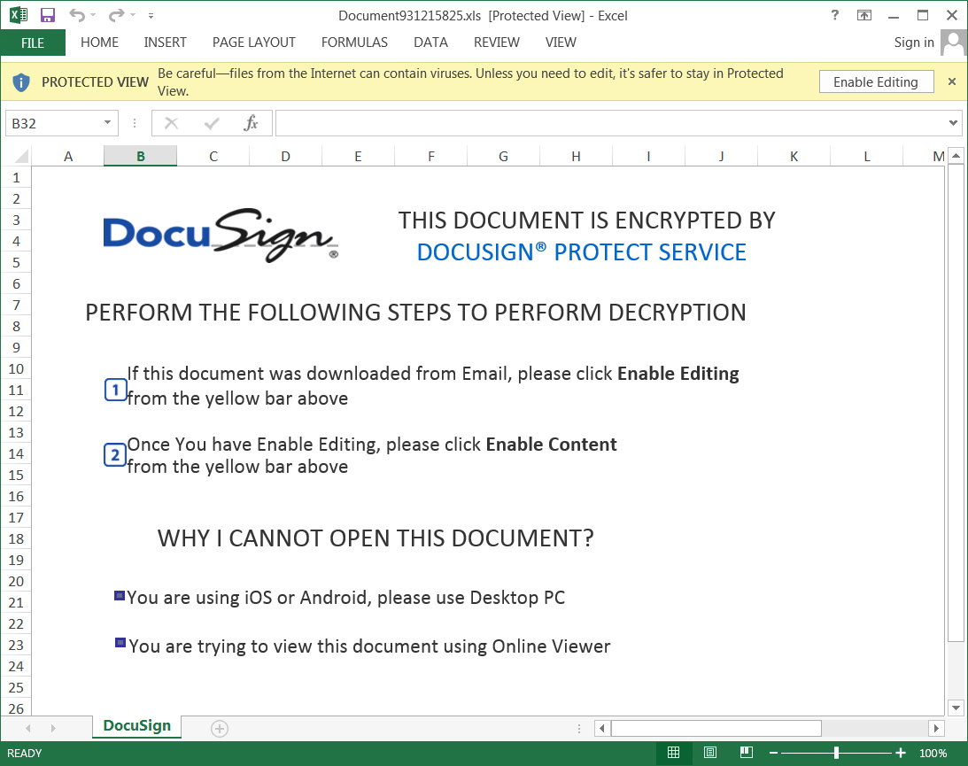 Documento de Excel malicioso