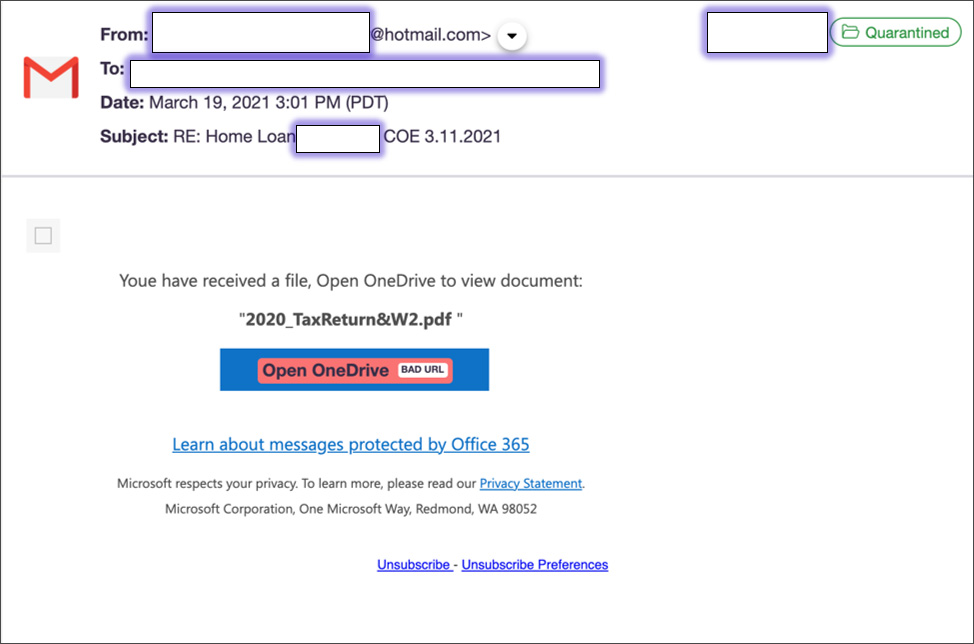 W2 tax form phishing email