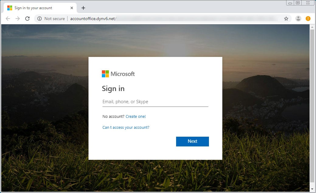 Fake Microsoft Account Login