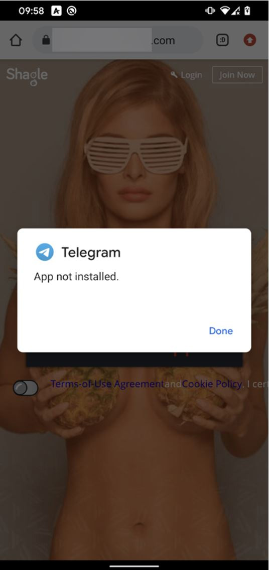 Malicious app won't install because Telegram is already installed