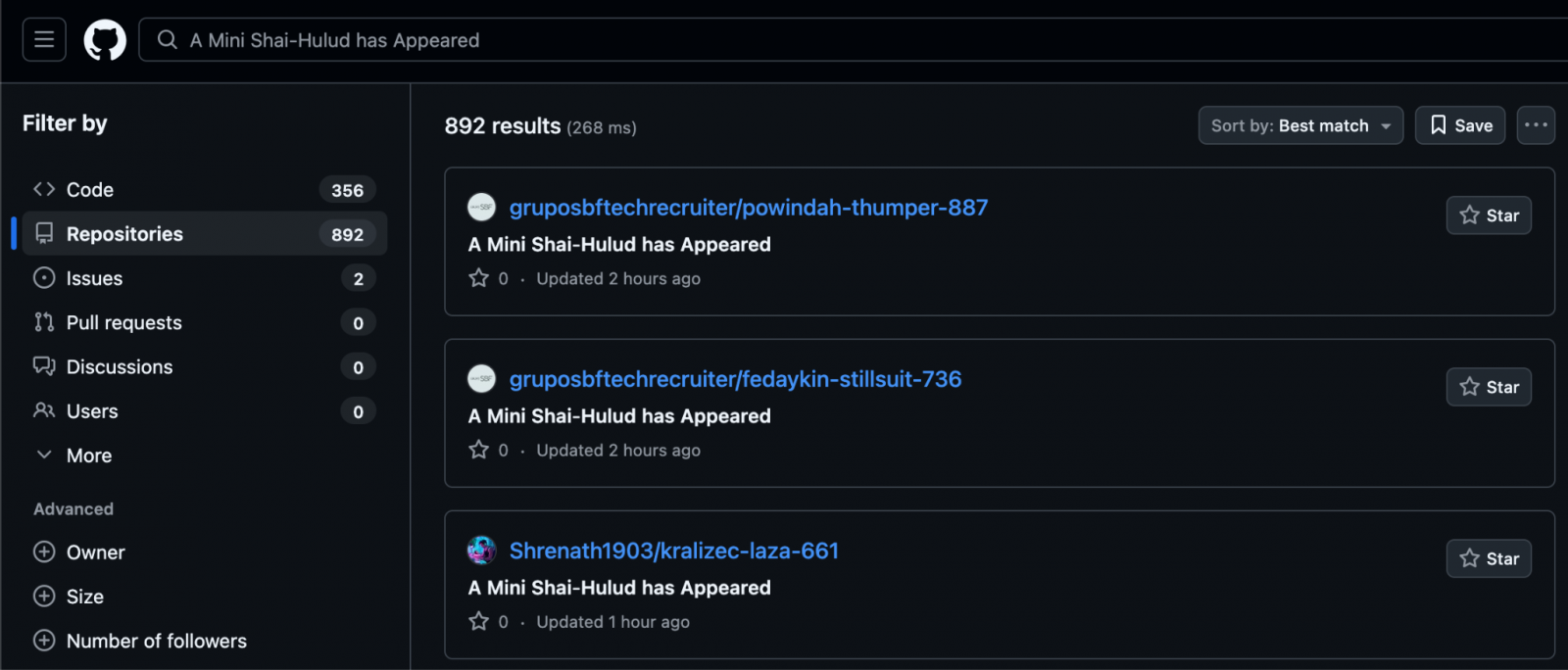 Github repos created with a description of 