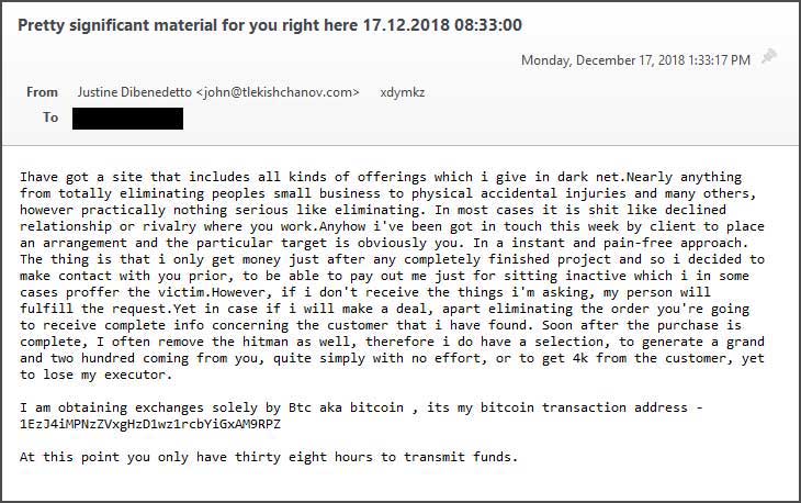New Extortion Email Threatens To Send A Hitman Unless You Pay 4k - 