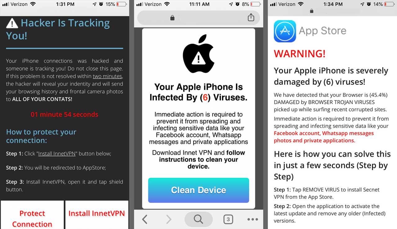 Mobile Vpns Promoted By You Are Infected Or Hacked Ads