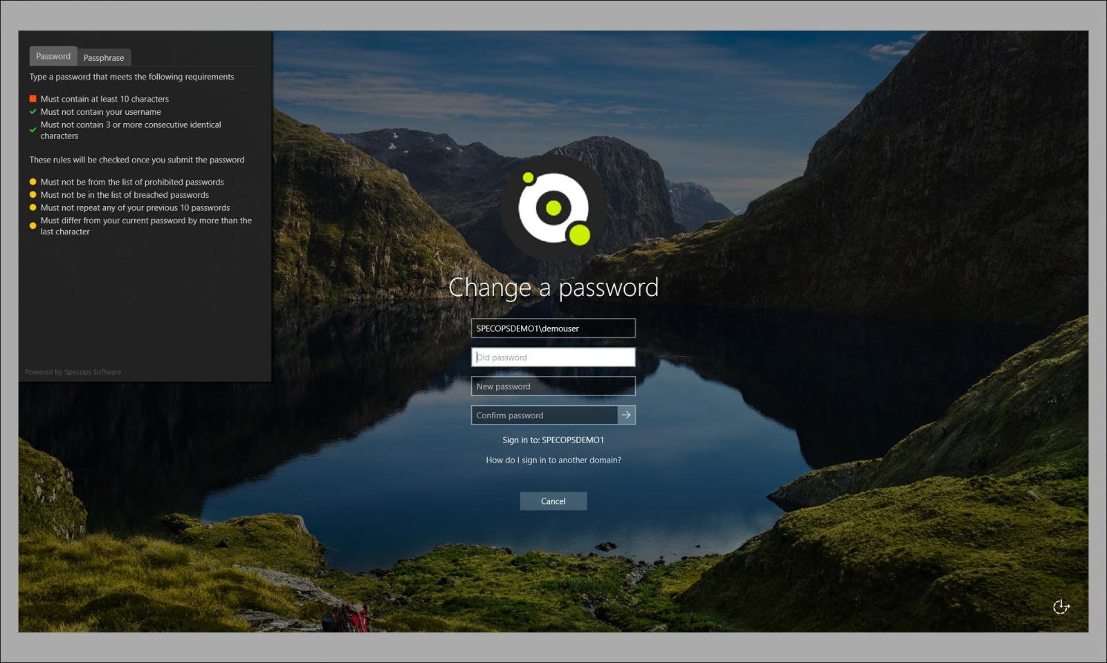 Specops password policy