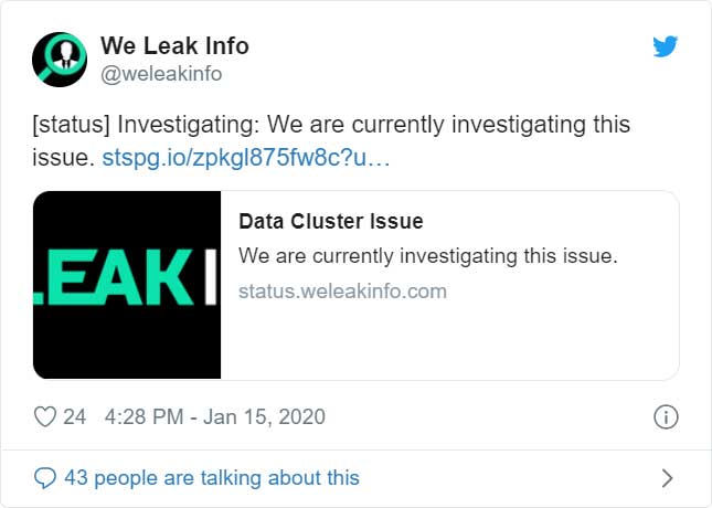 Tweet from We Leak Info