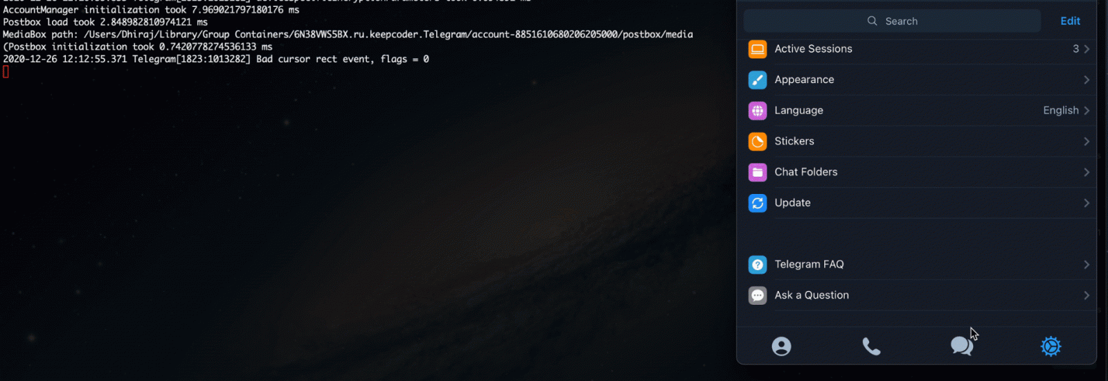 Telegram leaking the path of stored media Telegram leaking the path of stored media