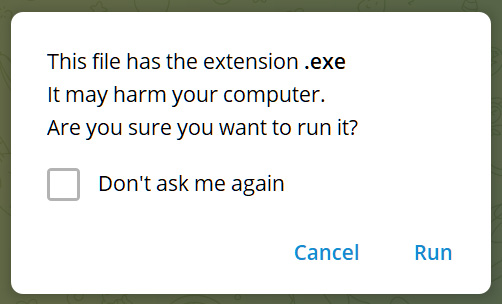 Security warning when opening risk executables