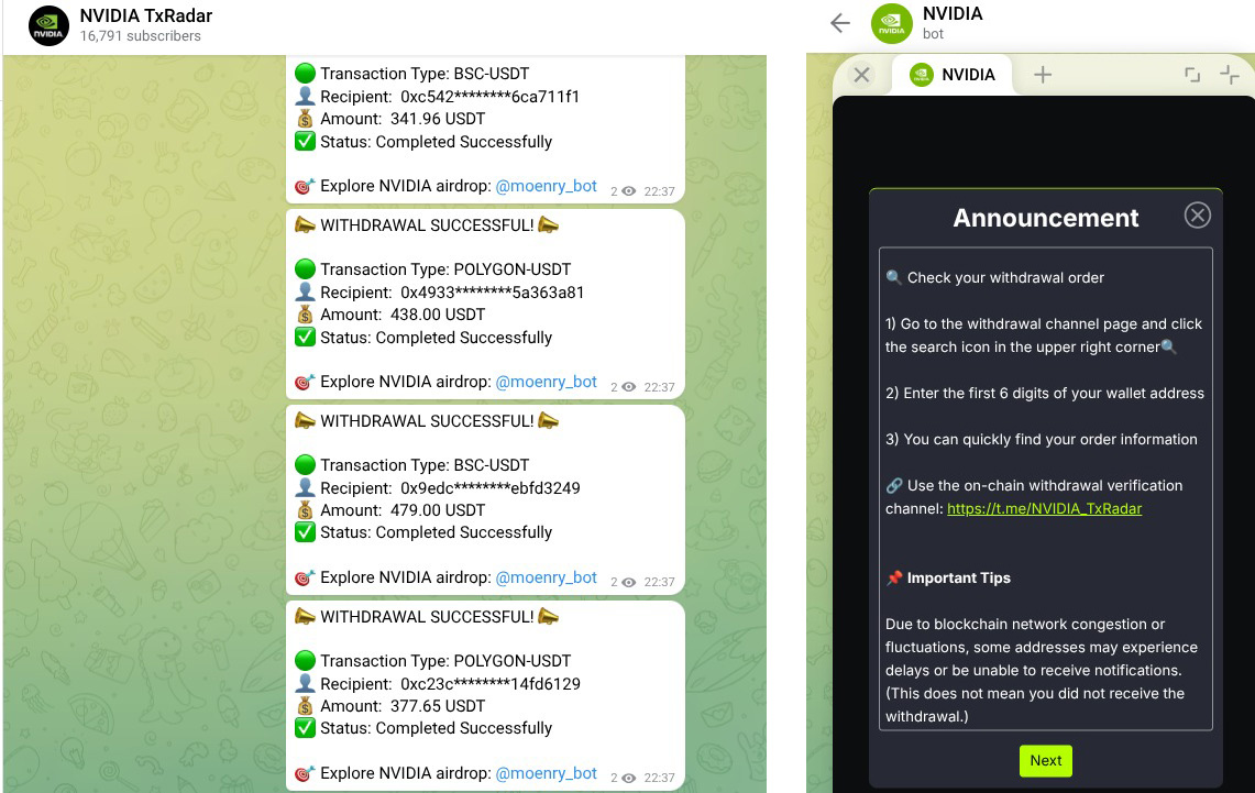 Telegram Mini App impersonating NVIDIA