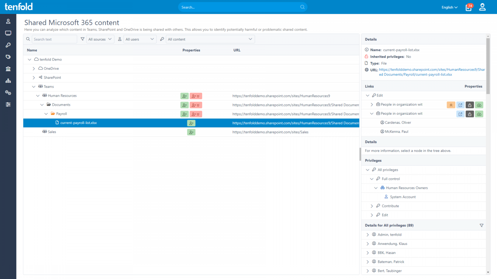 A central overview tells you exactly what users in your org are sharing.