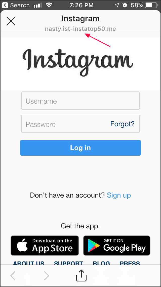 Fake Instagram Login Page