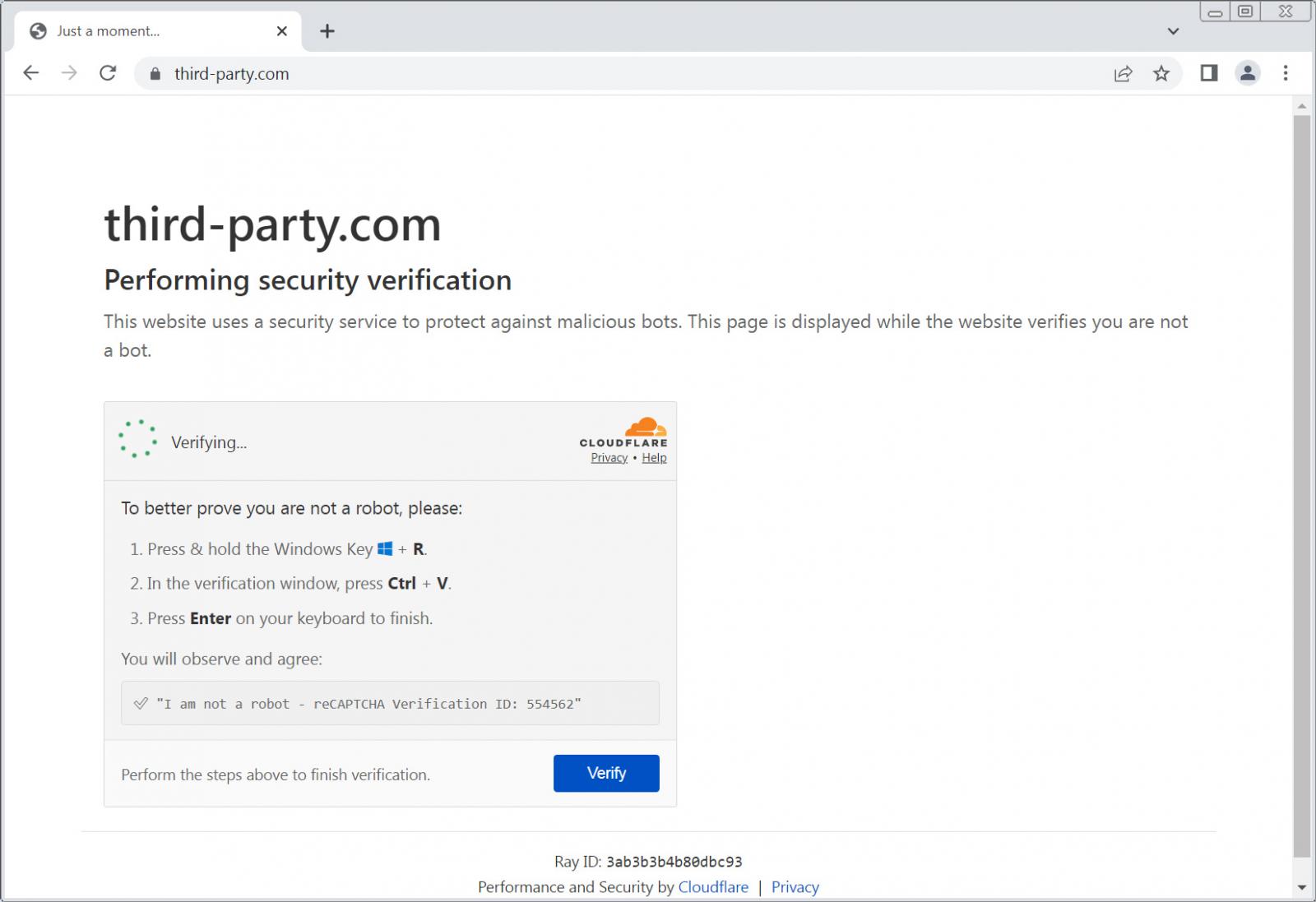 Clickfix attack on third-party.com