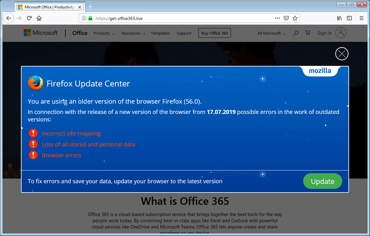 mozilla firefox update scam