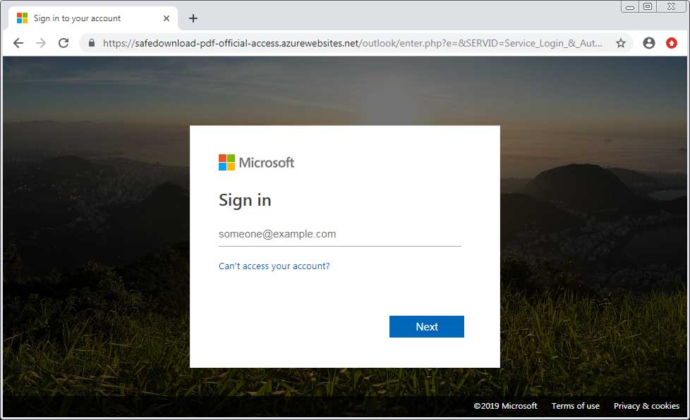 Phishing site on azurewebsites.net