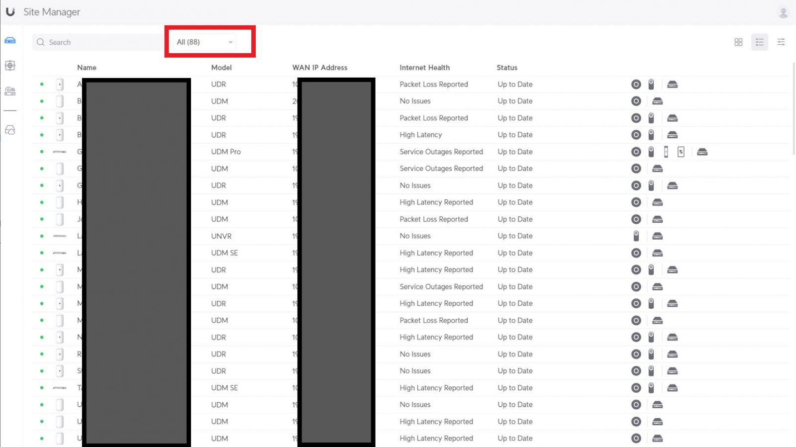 Screenshot allegedly showing another customer's UniFi devices